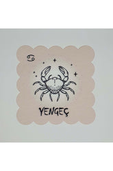 Yengeç Burcu Desenli Dijital Baskılı Lazer Kesimli Kokteyl Peçetesi